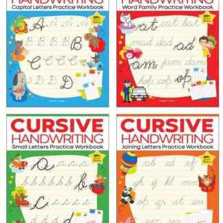Cursive Handwriting Practice Workbooks (Set of 4): Small Letters, Capital Letters, Joining Letters & Word Families | Level 1 | Ages 5–8 | Build Writing Skills with Fun Exercises