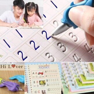 ZOQWEID Magic Practice Copybook (4 BOOK + 1 pen + 10 REFILL) Number Tracing Book for Preschoolers with Pen, Magic Calligraphy Copybook Set(19*13 CM)