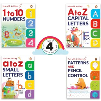 Fun with Writing: Set of 4 Activity Books | Pencil control, A to Z small letters, Numbers Tracing Practice | Ages 3+ | Penguin Early Learning Series